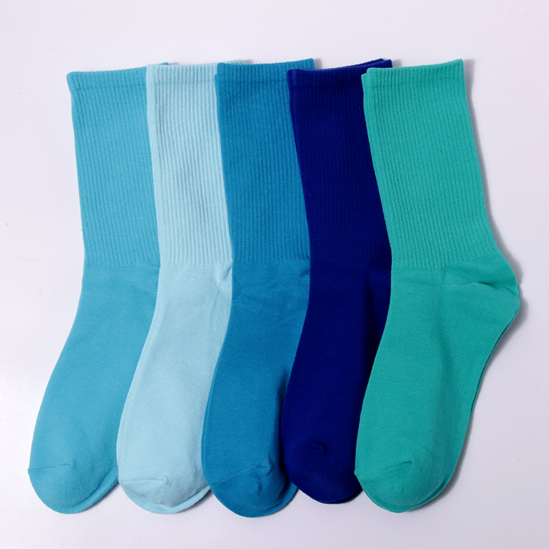 Blue Socks for Women, Mid-Calf Length, Royal Blue, Lake Blue, Thin Summer Style, Trendy Korean Street Style, Versatile Long Socks, Pure Cotton