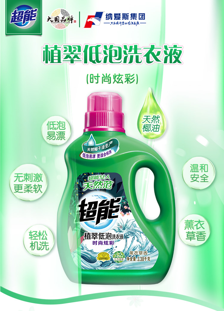 历史低价 超能 植翠低泡洗衣液家庭量贩整箱 12斤 图2