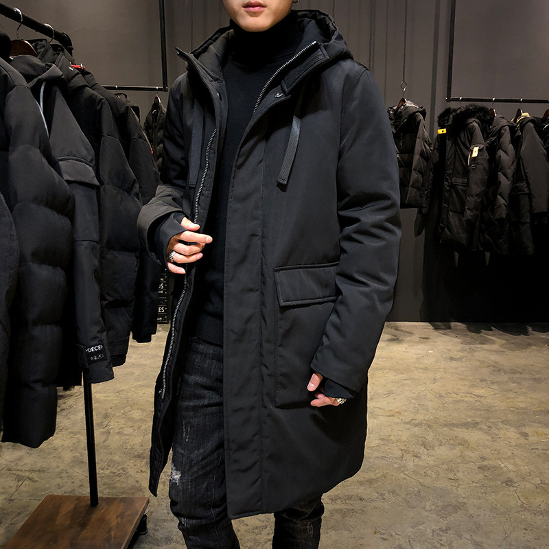 Down clothes men's 2021 new plus velvet thickened medium long version of the men's brand Winter winter dress Long version jacket Chauga