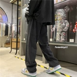 Флисовые демисезонные джинсы с начесом, трендовые повседневные брюки