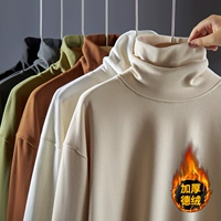 Бархатная демисезонная толстовка, флисовый удерживающий тепло приятный телу свитер, коллекция 2023, высокий воротник, увеличенная толщина