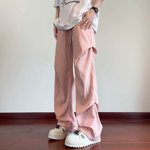 Шелковые летние тонкие штаны, парашютист для отдыха, свободный прямой крой