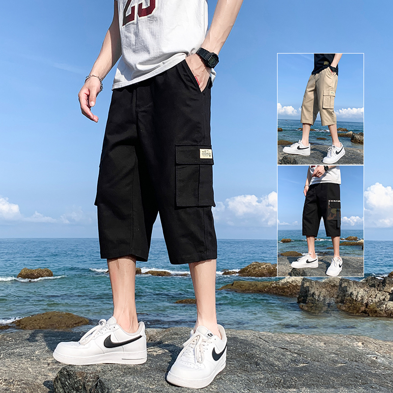 Tooling Shorts Men's Summer Thin 7 Pants Loose Casual Sports Tide Card Summer Outside of Ice Silk Pants-Taobao