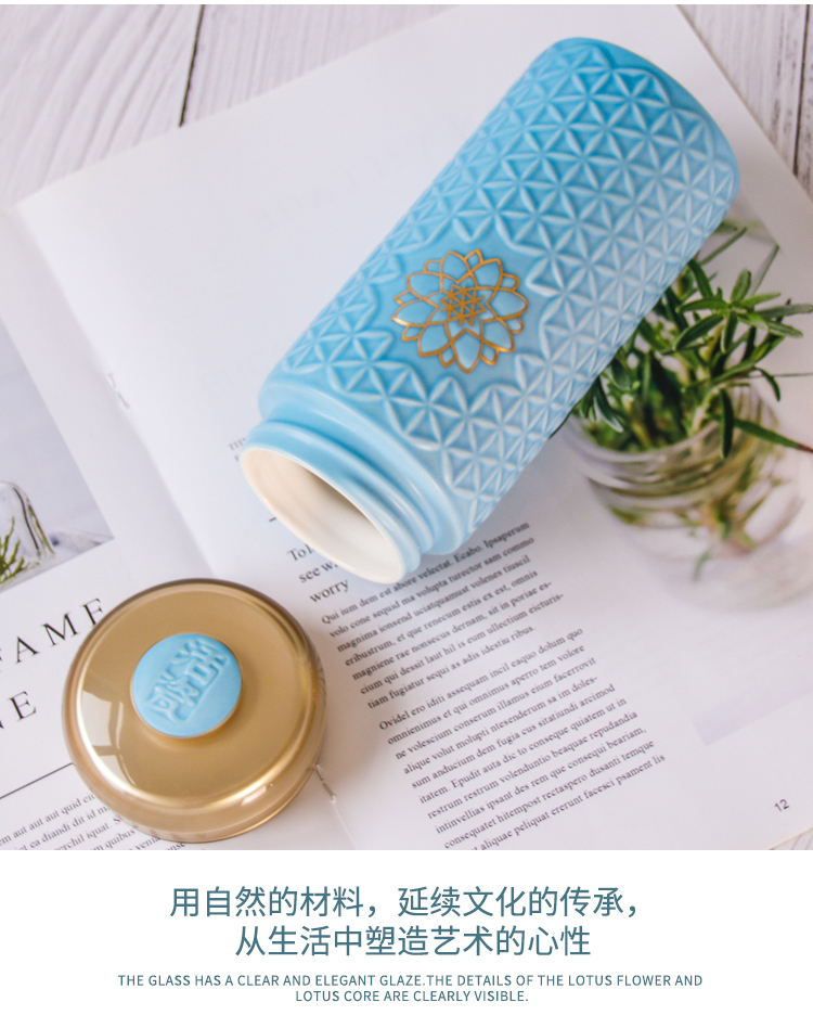 Dry Tang Xuan live China cups and gold flower of life sunshine cup with double creative ceramic water glass cups couples