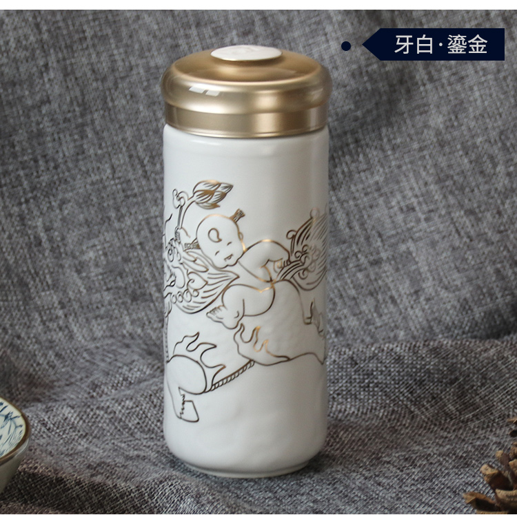 Do Tang Xuan porcelain leap/double happiness kirin cup with double creative portable ceramic water glass business gifts