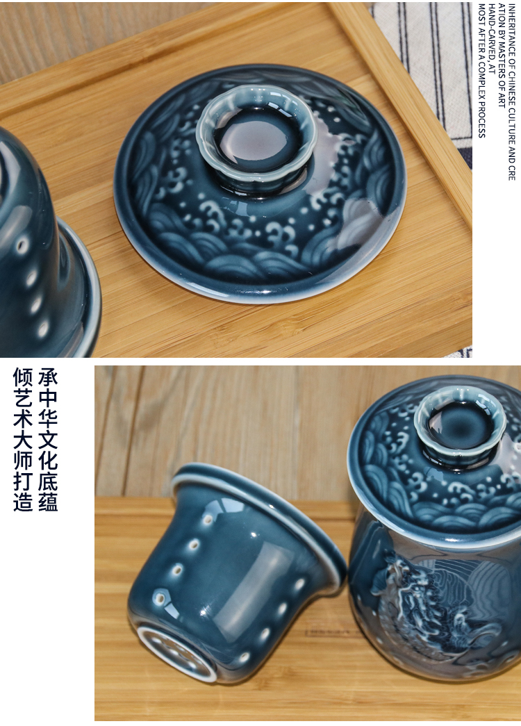 Do Tang Xuan porcelain leap three pieces of glass ceramic cover business office tea water in a glass with the handle)