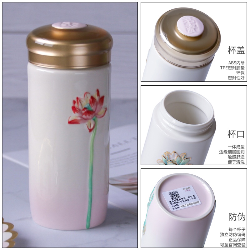 Dry Tang Xuan porcelain live call f lotus ceramic water in a cup then carried cover ideas with customized gifts