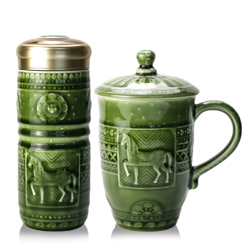Do Tang Xuan porcelain cup royal horse box set ceramic business tea cup cup send customer to send to friends