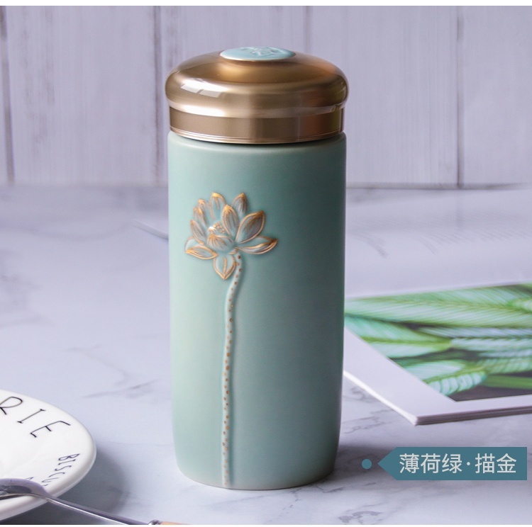 Dry Tang Xuan live China cups and gold call f lotus cup with double 300 ml glass ceramic water lotus cup