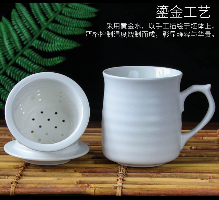 Do Tang Xuan ceramic cup wave grain high three cups of gold with children) to send the led business office tea cup