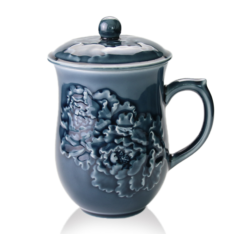Dry Tang Xuan live China cups and gold millennium peony tall creative ceramics with cover office gift how tea cup