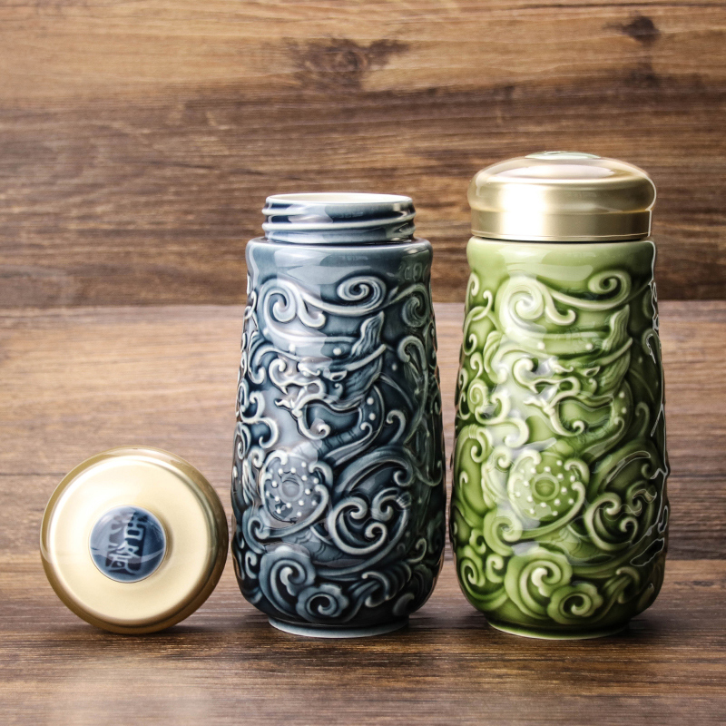 Dry Tang Xuan live porcelain statute of the ninth cup with double insulation ceramic water glass office gifts, led gift