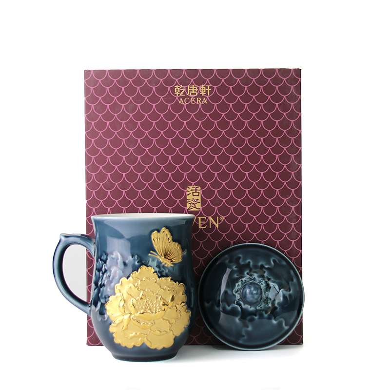 Dry Tang Xuan live China cups and gold millennium peony tall creative ceramics with cover office gift how tea cup