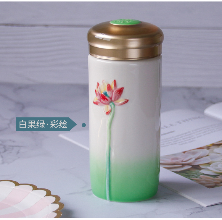 Dry Tang Xuan porcelain live call f lotus ceramic water in a cup then carried cover ideas with customized gifts