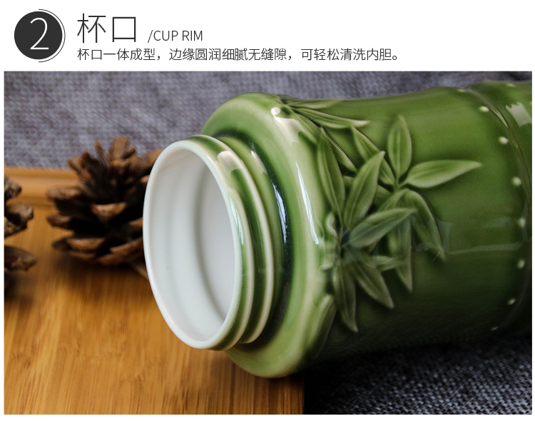 Do Tang Xuan porcelain cup the greater the peace cup with double 350 ml creative ceramics with cover bamboo tea cup