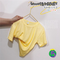 Children's Summer Short Sleeve T-shirt Baby Solid Color Mask T-shirt Boys Summer Candy Color Quick Dry Shirt Girls Top