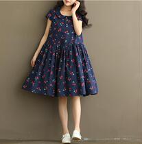 Fat girls summer clothes new womens large size womens fat childrens clothing dress with fat increase loose Korean version of foreign atmosphere tide