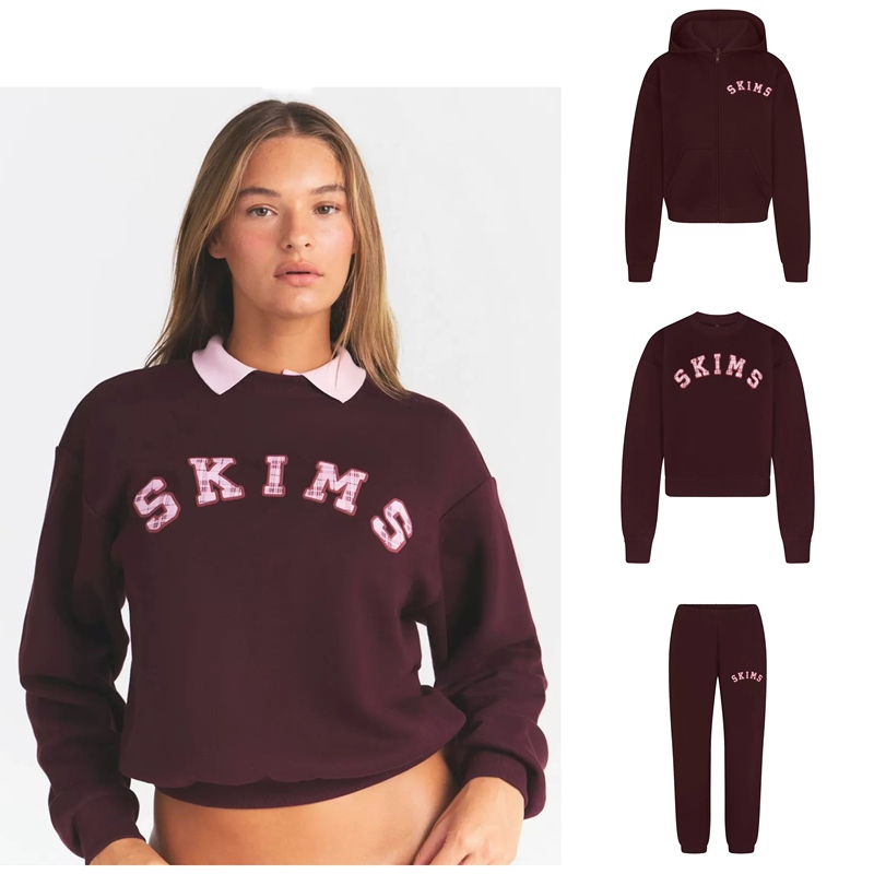 Skims Campus Campus Cotton Fleece Logo Fleece Jacket Sweatshirt Sweatpants Casual Suit Skims Campus Campus Cotton Fleece Logo Fleece Jacket Sweatshirt Sweatpants Casual Suit