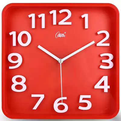 Kangba 12 inch square wall clock simple three-dimensional silent sweeping second movement living room glass wall watch art clock