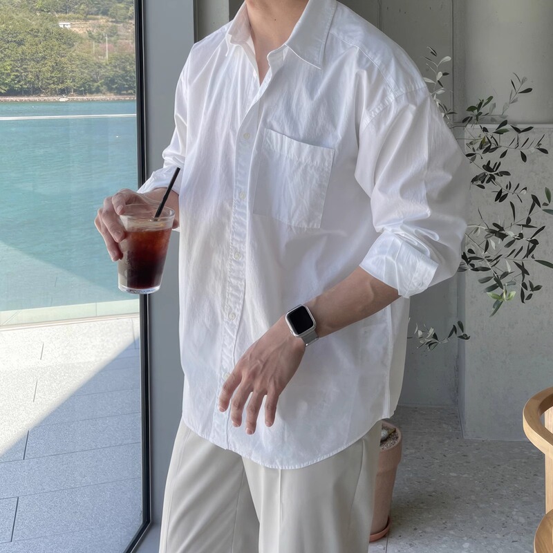 Plus Size 150kg Long-Sleeved Shirt for Men, Spring and Autumn Business Shirt, Solid Color, Loose Fit, Trendy Brand, Thin Outerwear Top 2