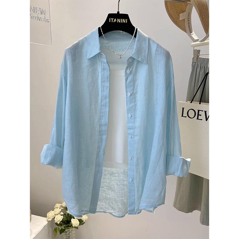 Plus Size 150kg Linen Shirt for Men and Women, Summer Loose Solid Color Versatile Long-Sleeved Cotton and Linen Sun Protection Shirt Top 2 Plus Size 150kg Linen Shirt for Men and Women, Summer Loose Solid Color Versatile Long-Sleeved Cotton and Linen Sun Protection Shirt Top 2