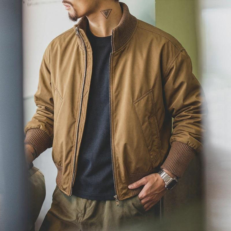 Plus Size 150kg American Retro Stand-Collar Bomber Jacket for Men, Autumn and Winter Trendy Brand Loose-Fitting Versatile Short Jacket