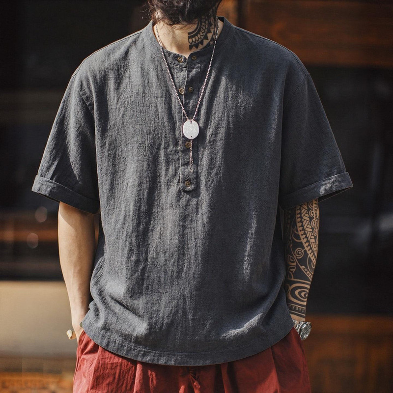 Plus Size 150kg American Retro Breathable Linen Short-Sleeved Men's T-Shirt Summer Thin Half-Sleeved Casual Loose Top Plus Size 150kg American Retro Breathable Linen Short-Sleeved Men's T-Shirt Summer Thin Half-Sleeved Casual Loose Top