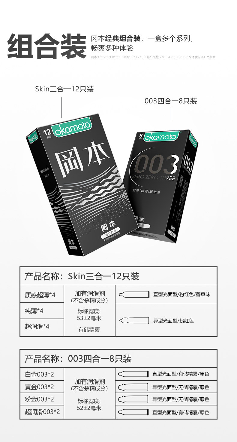 日本原装进口 冈本 最热销Skin肤感系列 超薄003安全套 13片 图9