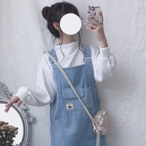 Spring and summer 2021 new college wind corduroy strap dress childrens inner tie base sweater suit