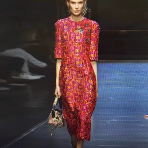 Осеннее элитное платье, европейский стиль, яркий броский стиль, по фигуре, изысканный стиль