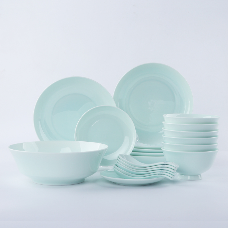 Shandong Haopin Wudi Beichi Sea Porcelain 21-Piece Antibacterial Easy-To-Clean No-Detergent Tableware Set Bowls and Plates Wudi
