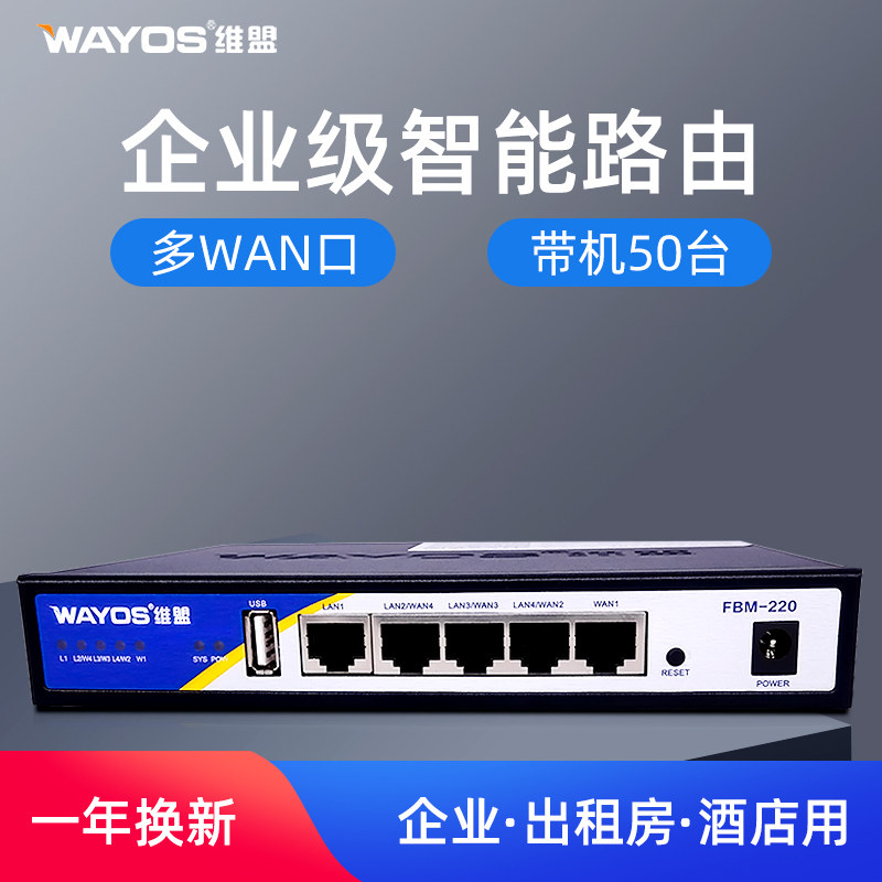 Weimeng FBM-220 enterprise-class multi-4WAN port wired router QOS speed limit dual broadband overlay Internet cafe rental house dedicated PPPOE dial-up web authentication Internet behavior management