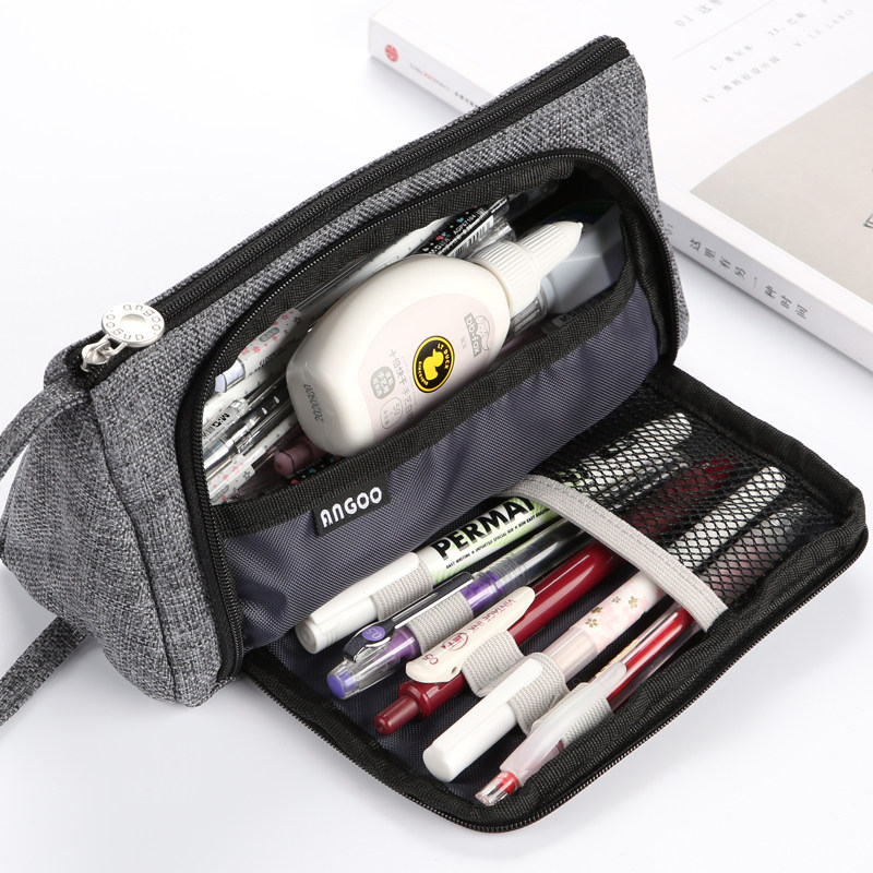 Large Capacity Canvas Pen Pouch Day Series Middle School Students Net Red Money Pencil Case South Korea Models Multifunction Lead Pens Case Ins Canvas Boys Kids High School High School Senior Feel Dirty Washable Washable