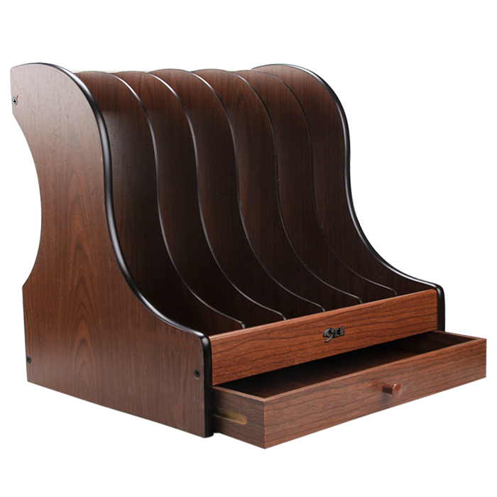  Creative Multi-Layer Wooden Desktop File Rack ins Folder Book Stand Storage Box File Organizer Three/Four/Five/Six Column Storage Rack Office Supplies Document Rack Desk File Book Stand