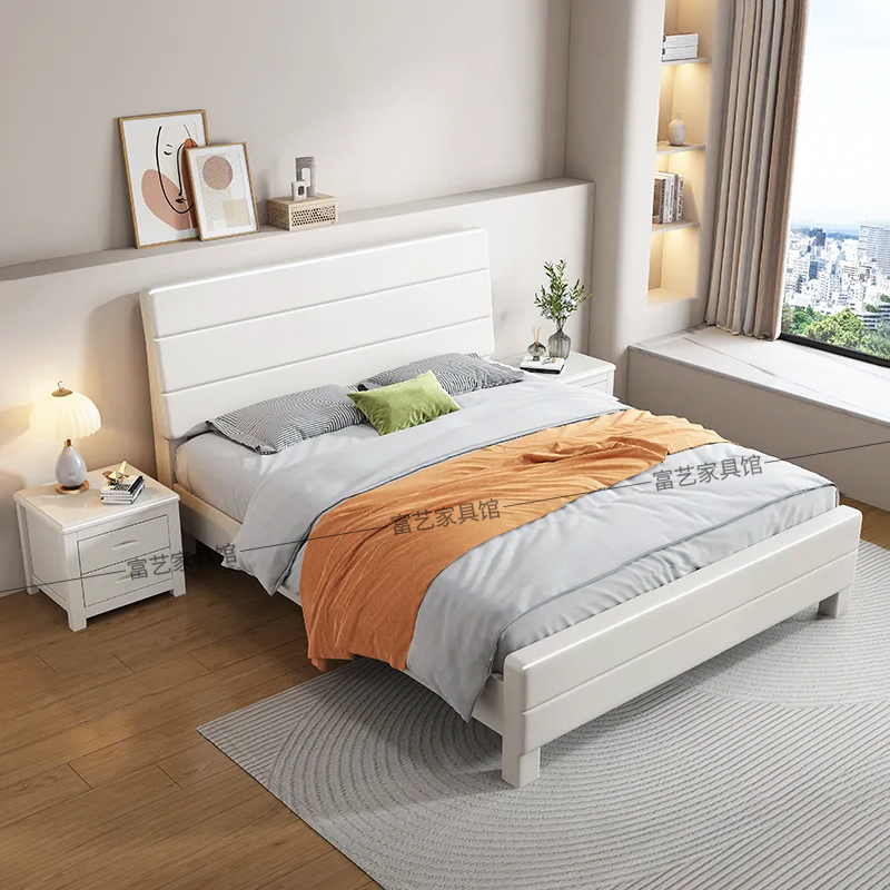 White Solid Wood Single Bed 1.0m Wide Small Bed 1.0m for Small Apartments 1.335m 1.5m Modern Minimalist Style
