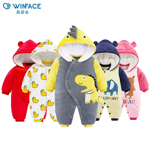 Детское демисезонное термобелье, пуховик, детская куртка для новорожденных, милое боди для выхода на улицу, увеличенная толщина, в западном стиле