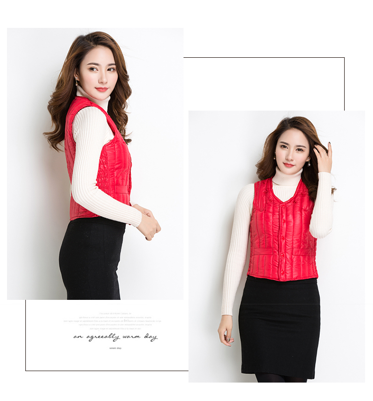 Xuống áo vest nữ ngắn đoạn mùa thu và mùa đông trung niên ấm áp dày lên vừa vặn vest vest vest nữ áo khoác len nữ