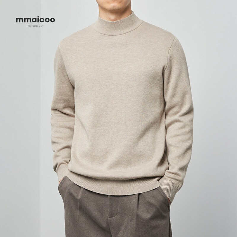 Ink-wheat guest men's clothing autumn and winter semi-high collar sweater in men's top of the bottom jersey easy-to-be-knitted sweatshirt-Taobao