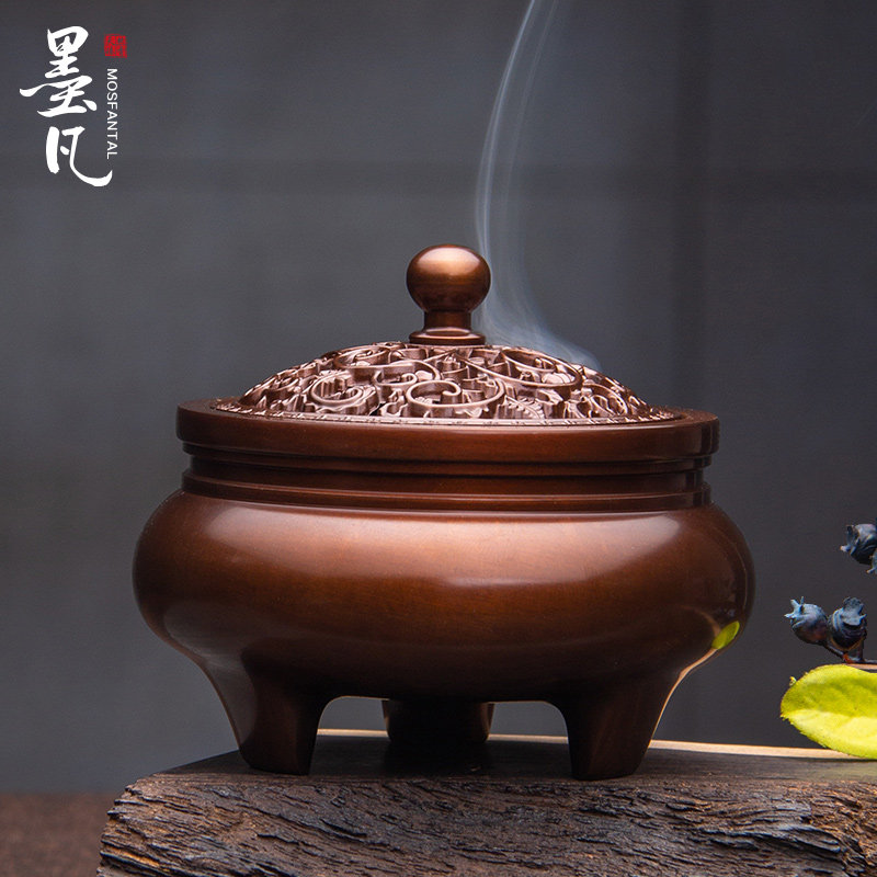 Mofan copper incense burner incense burner household incense burner pure copper tea ceremony sandalwood incense burner large indoor incense burner furnishings