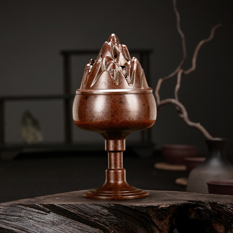 Mo Fan Su Gong pure copper ancient color Boshan furnace Handmade copper furnace Sandalwood agarwood incense line incense plate incense seal incense incense furnace Household