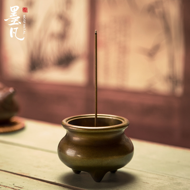 Mofan incense burner pure copper mini household antique Tibetan incense burner for worship in the room of the lying incense burner line incense burner