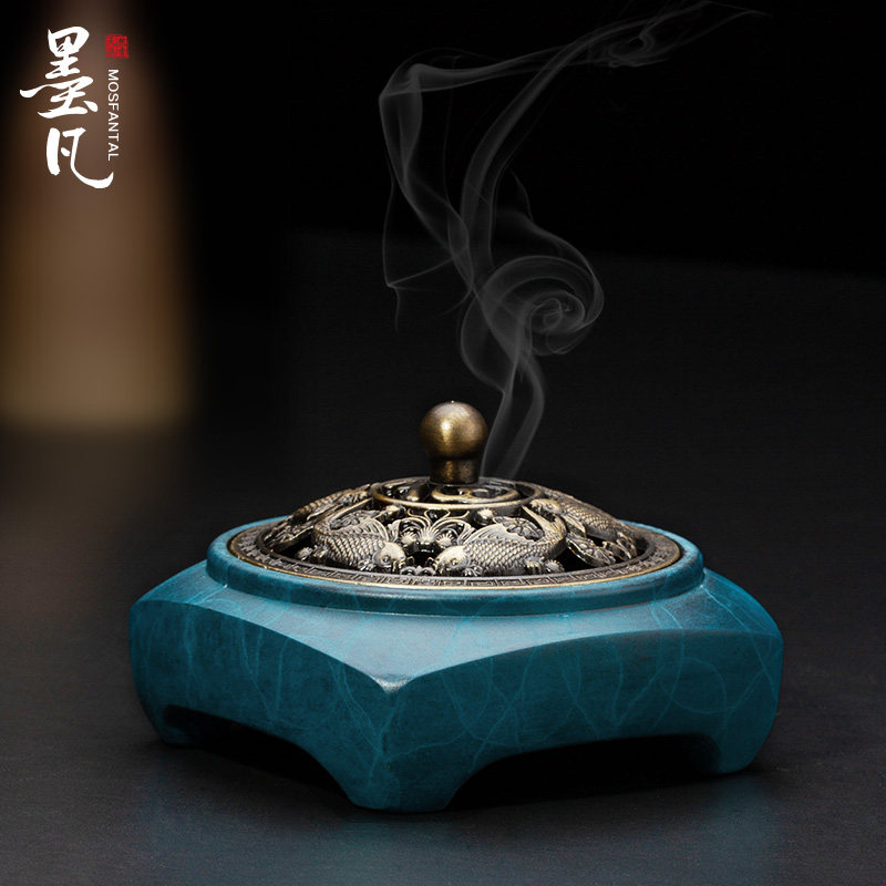 Mo Fan incense burner Pure copper household indoor aromatherapy stove Creative decoration decoration Ring incense seal incense Tea Ceremony Sandalwood stove