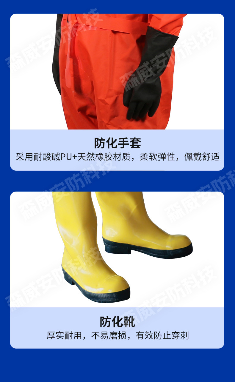 Одежда стойкая к химическому воздействию 轻型防化服半封闭耐酸碱一二级防化服消防连身式防护衣工厂专用 OTHER