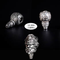925 sterling silver six-character mantra three-way great monkeyhead Buddha head big diamond star Moon Buddha beads Wen play hand string diy accessories