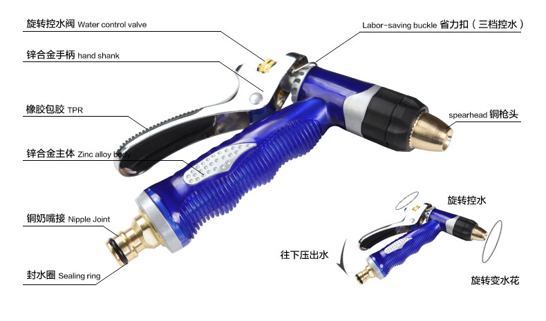 Shuait 8023t Car Wash Water Gun Car Wash Tool Hot Sale in Summer