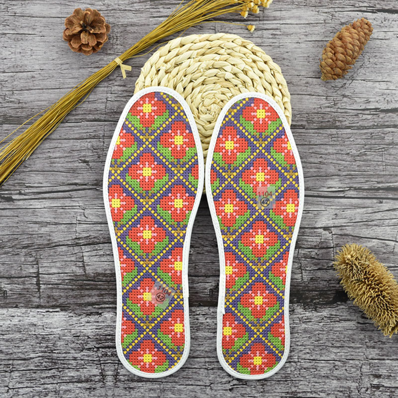 Hongyun Rose Cross embroidered insole itself embroidered semi-finished geometric petals hand embroidered with seven layers of printed pure cotton cloth