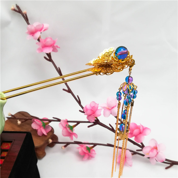Vũ điệu ma thuật Hanfu phụ kiện tóc kẹp tóc trang phục tiara cổ retro tua cổ tiara tóc lược bước nhảy hiệu suất - Phụ kiện tóc kẹp tóc cho bé gái