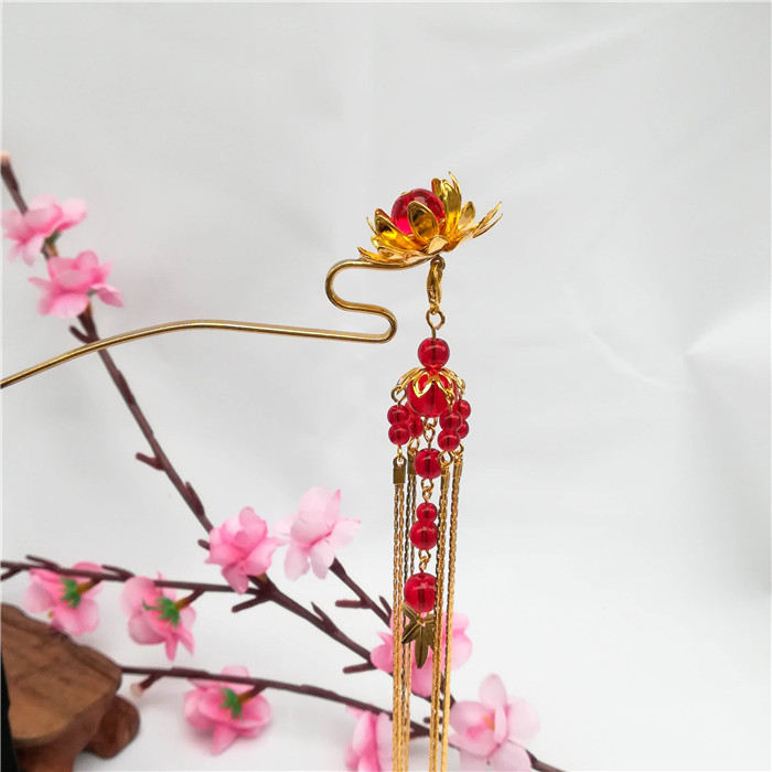 Nến lửa Hanfu phụ kiện tóc kẹp tóc trang phục tiara cổ retro tua cổ tiara tóc lược bước nhảy biểu diễn - Phụ kiện tóc bộ dây buộc tóc cho bé gái