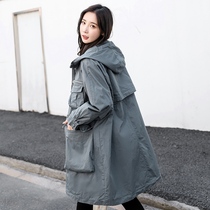 2022 new Korean version 100 hitch loose display slim cloak A character loose with cap big pocket windsuit women coat spring and autumn