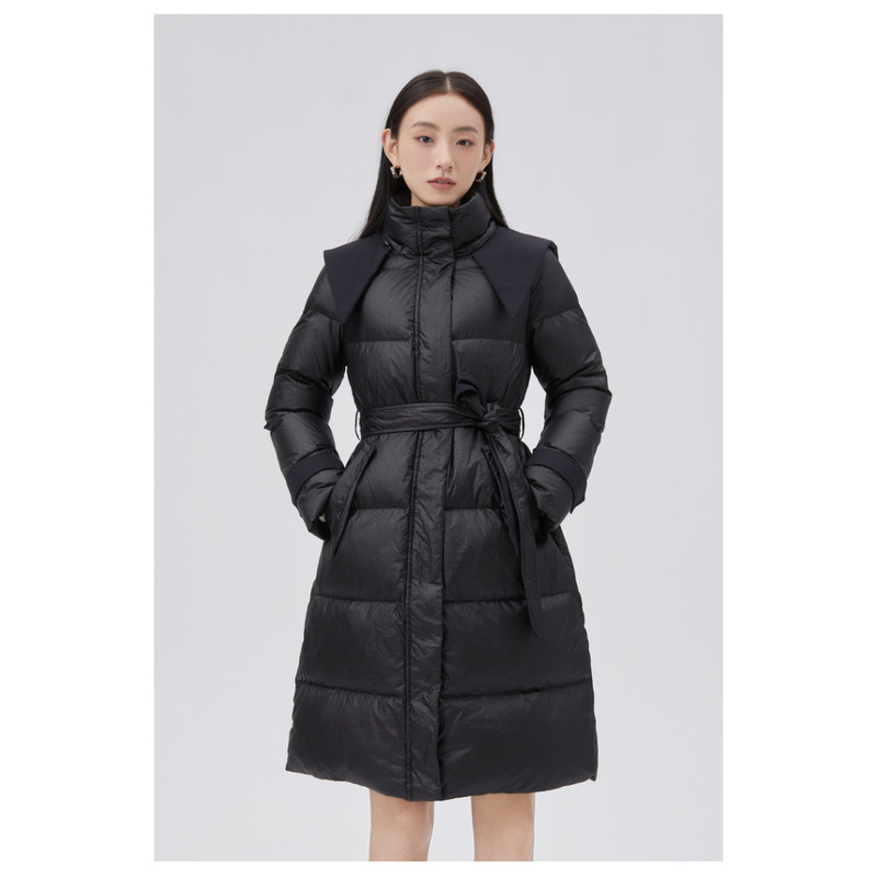 Ailei Mid-Length down Jacket for Women with Waist-Cinching Belt, Fashionable Detachable Decorative Collar, Comfortable, Tag Price 1397 Yuan Ailei Mid-Length down Jacket for Women with Waist-Cinching Belt, Fashionable Detachable Decorative Collar, Comfortable, Tag Price 1397 Yuan